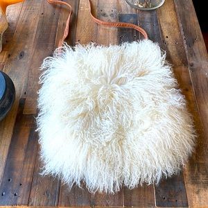 MONGOLIAN SHEEPSKIN Shoulder Tote Bag Purse